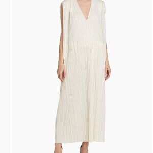 Jil Sander V-Neck Pleated Midi Dress US 4